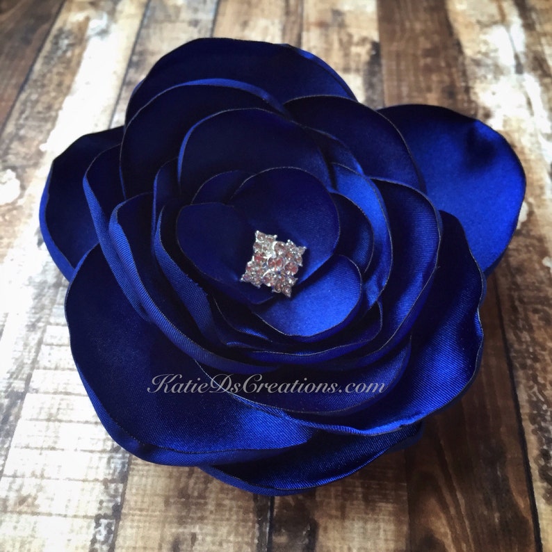 Royal Blue Satin Hair Flower Royal Blue Flower Brooch Flower Facinator Wedding Flower Bridal Hair Flower