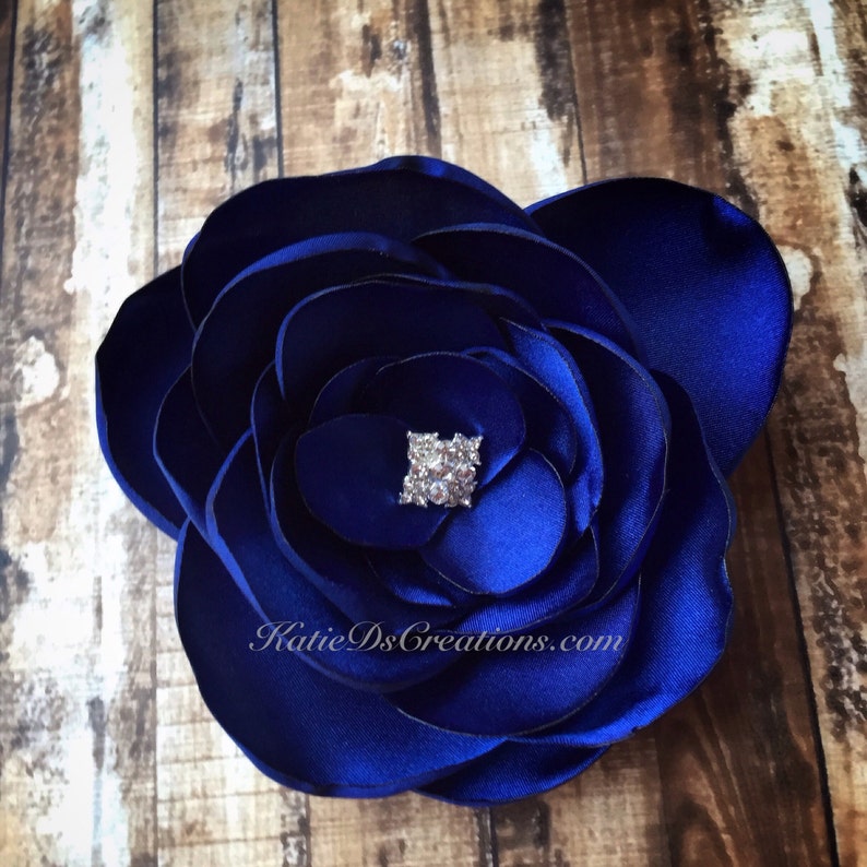 Royal Blue Satin Hair Flower Royal Blue Flower Brooch Flower Facinator Wedding Flower Bridal Hair Flower