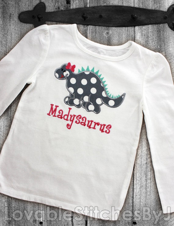 Items similar to Personalized Girl Dinosaur Shirt, Girls Dinosaur Shirt