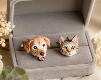 Custom Pet Portrait Cufflinks Personalized Dog Memorial Keepsake Groom Wedding Gift
