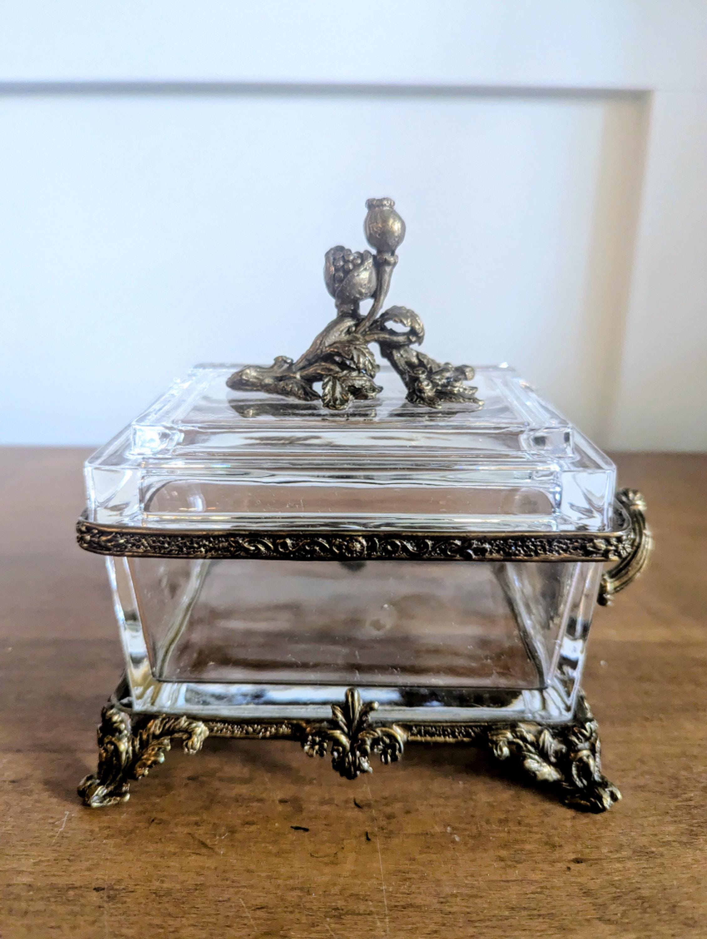 Vintage French Crystal Trinket Box - Etsy
