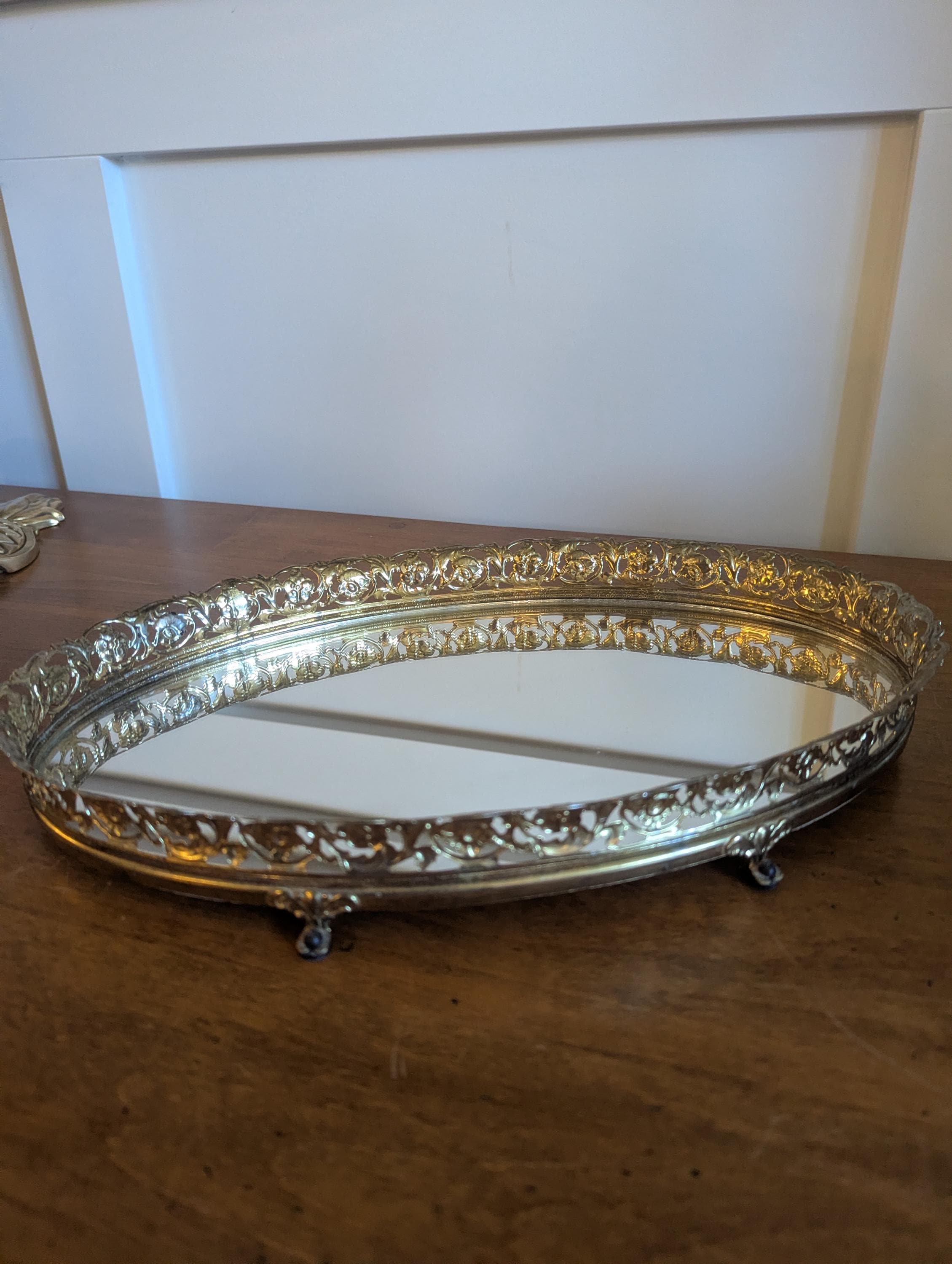 Vintage Gold Tray Mirror - Etsy