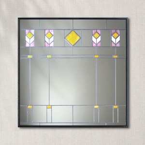 Silver Mirror Wall Décor Inspired by Frank Lloyd Wright, Square Bathroom Vanity Wall Mirror, Art Deco Bathroom Mirror, Decorative Mirror
