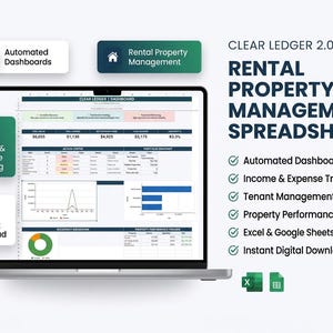 Rental Property Spreadsheet | Landlord Excel Template | Income & Expense Tracker | Property Dashboard
