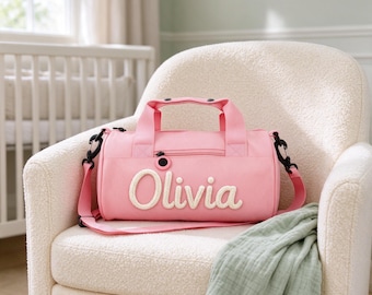 Bolsa de deporte infantil personalizada, mini bolsa de deporte con nombre personalizado, bolsa de viaje para niños pequeños, bolsa de deporte con nombre tejido para baile y gimnasio, regalo de vuelta al cole para niños.