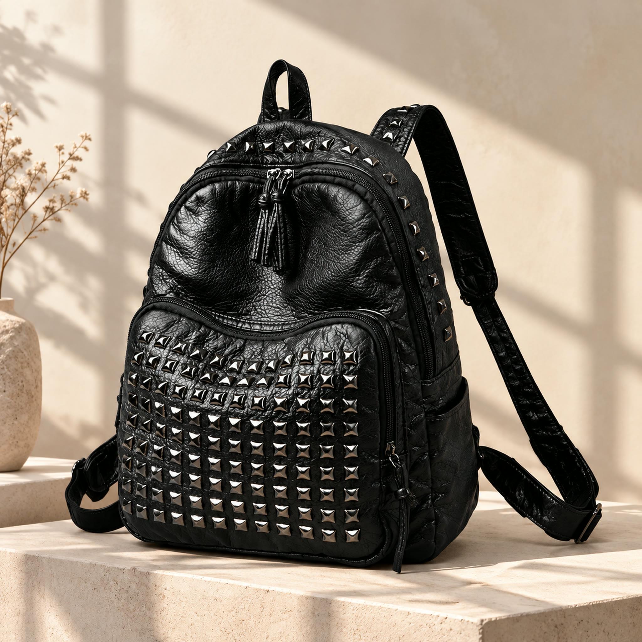 Leather Studded Backpack - Etsy