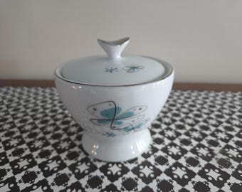 Vintage Atomic Butterfly Starburst Sugar Bowl With Lid, Mid-Century Modern Retro Rare