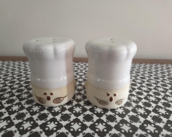 Vintage Pottery Chef Head Salt and Pepper Shakers, Toque Blanche, New
