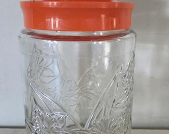 Vintage Anchor Hocking Daffodils Glass Canister