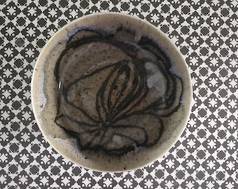 Vintage Pottery Floral Art Glazed Decorative Bowl Made In Puerto Rico Signed