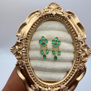 Natural Gemstone Drop Earrings/ 925 Sterling Silver Gold Plated / Natural Topaz Paraiba Color Teal Blue Earrings