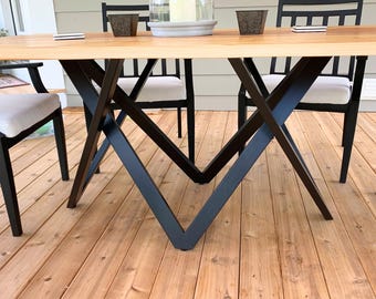 Modern Steel Table Base, Geometric Dining Table Base, Metal Pedestal Legs, VIVO 60.30