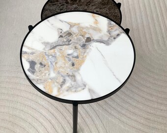 Round Nesting Coffee Tables, Modern Side Table, End Table With Sintered Stone Tops, TOOTo