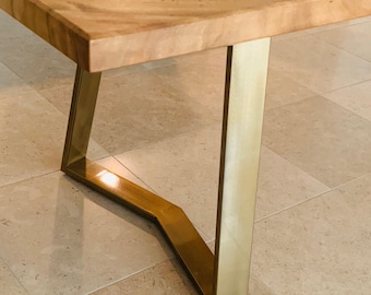 Trapezoid Dining Table Legs, Gold Desk Legs, Steel Coffee Table Legs, Console Table Legs, Entryway Bench Legs, Set of 2, YAKO 80.20