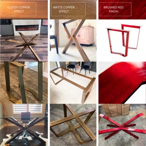 Modern table legs and steel pedestal table base handcrafted from heavy-duty steel. Designed for dining tables, kitchen tables, coffee tables, desks, conference tables, cabinets and custom furniture. Construction with clean geometric lines provides durability, stability and a minimalist look for modern interiors.