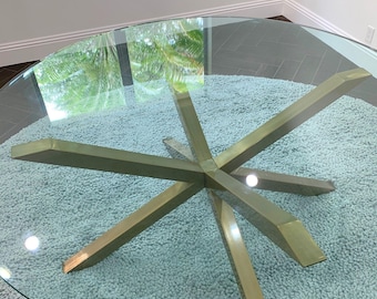Modern Steel Pedestal Table Base, Criss-Cross Design, Round Top Support