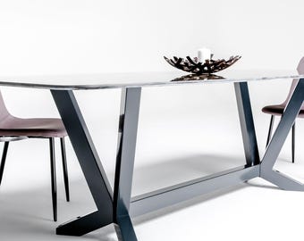 Steel Table Base For Rectangular Table, Modern Dining Table Base For Epoxy River, LEXI 80.60
