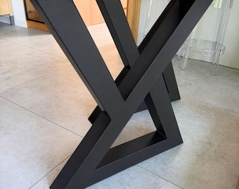 Heavy Duty Steel X-Shaped Table Legs, Industrial Dining Base, Set of 2, NOX 80.80