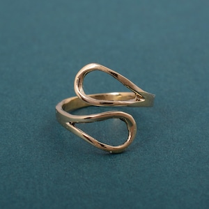 Open Wrap Ring, 925 Sterling Silver Sculptural Band with Organic Shape