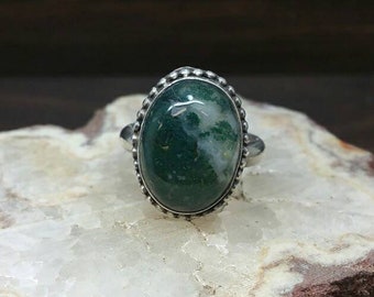 Moss agate ring | Etsy