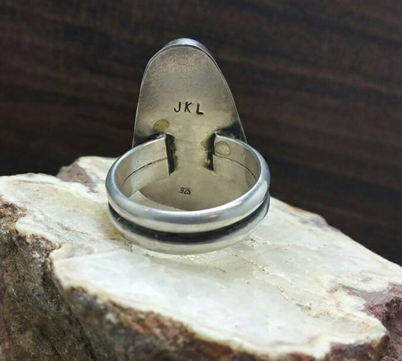 natural stone ring sterling silver large turquoise ring ring size 8 Turquoise sterling silver ring ring size 8