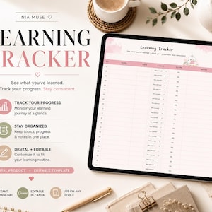 Study Tracker for Students, Learning Progress Tracker, Digital Student Planner,Study Organization & Productivity Tool (Digital Download)