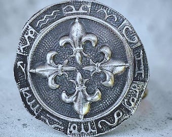 Fine Silver Fleur de Lis Pendant: Vintage Astrological Symbol Necklace