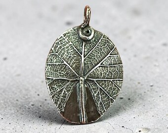 Detailed Fine Silver Leaf Tree Pendant