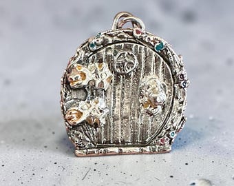 Handmade Silver Round Fairy Door or Hobbit Door