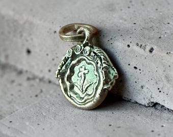 Tiny Fine Silver Wax Seal Stamp Forget-Me-Not Charm Memorial Jewelry Stamped P