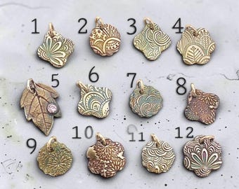 Small Textured Fine Silver Charms