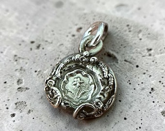 Fine Silver Wax Seal Stamp Forget-Me-Not Charm Memorial Jewelry Stamped R