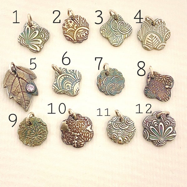 Small Textured Fine Silver Charms