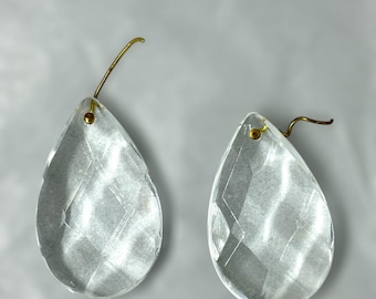 Pair of Glass Teardrop Chandelier Prisms Set of 2
