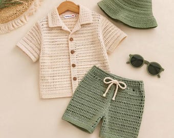 Crochet Baby Cardigan, Shorts & Bucket Hat Pattern ,(PDF) Instant Download.