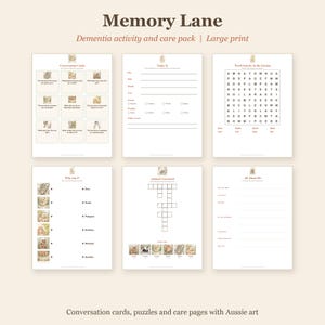 Dementia Activities Printable, Reminiscence Conversation Cards, Memory Care, Large Print Puzzles, Aged Care, Editable Canva, Australian