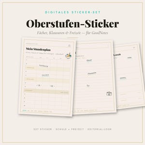 Digitale Oberstufen-Sticker - 227 Stück für GoodNotes - Schule und Freizeit - Study Aesthetic - Planer - Sticker iPad - Sofort - Download