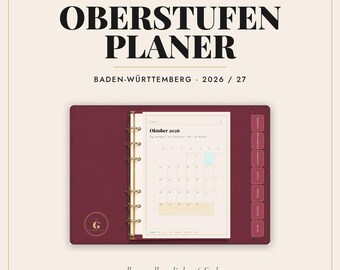 Digital Upper Secondary School Planner 2026/27 Baden-Württemberg - GoodNotes iPad - Abitur Planner with Timetable - 6 Colors - Linked - Borderless