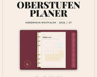 Digital Upper Secondary School Planner 2026/2027 North Rhine-Westphalia - GoodNotes iPad - Abitur Planner with Timetable - 6 Colors - Linked - Borderless