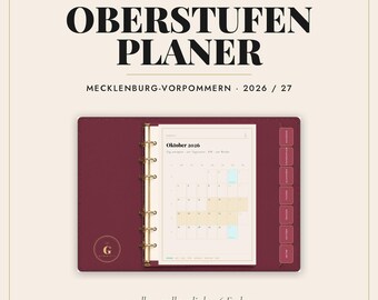 Digital Upper Secondary School Planner 2026/2027 Mecklenburg-Vorpommern - GoodNotes iPad - Abitur Planner with Timetable - 6 Colors - Linked