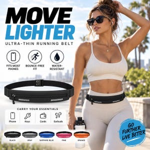 Water-Resistant Running Belt | Slim Reflective Waist Pack for Phone, Keys & Essentials | Adjustable Fitness Belt for Gym, Travel, Hiking