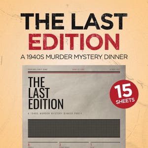 Mordmysteriets middagsbjudningsspel för vuxna, den sista utgåvan 1940-talets Whodunit, 8 misstänkta, 3 bevisrundor, värdguide och lösning