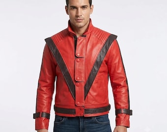 Chaqueta roja de piel sintética de Michael Jackson de Thriller / Disfraz de cosplay de los años 80