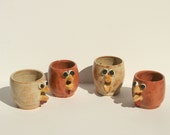 Handmade Ceramic Chicken Egg White Separators, Hand Thrown Stoneware Pottery, Chicken Decor, functional pottery,  rust tan gold
