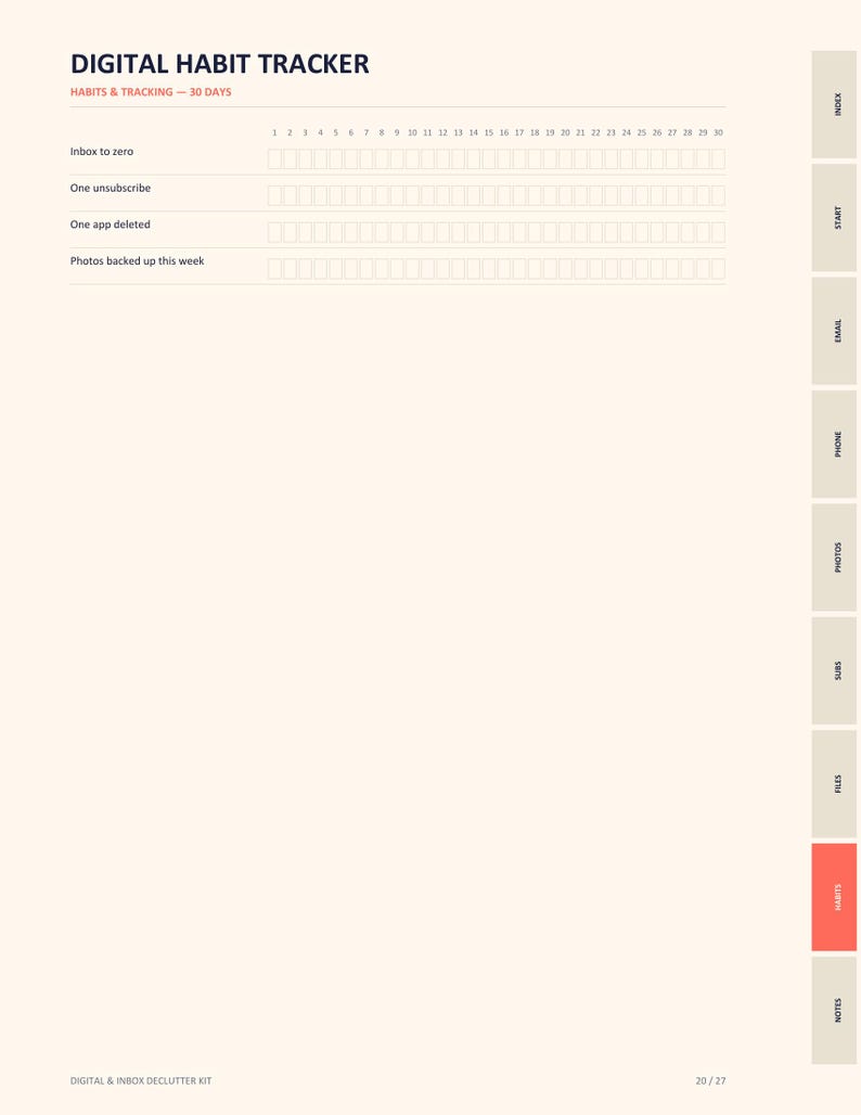 Digital Declutter Checklist PDF, Inbox and Phone Cleanup Guide, Photo Organizer and Subscription Audit, GoodNotes Printable image 5
