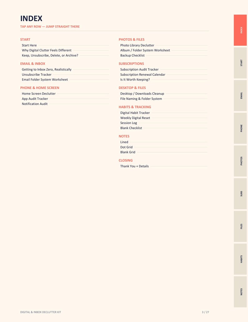 Digital Declutter Checklist PDF, Inbox and Phone Cleanup Guide, Photo Organizer and Subscription Audit, GoodNotes Printable image 2