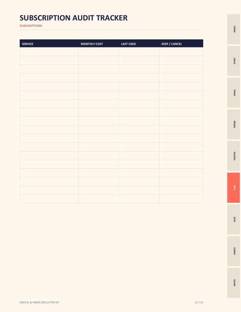 Digital Declutter Checklist PDF, Inbox and Phone Cleanup Guide, Photo Organizer and Subscription Audit, GoodNotes Printable image 4
