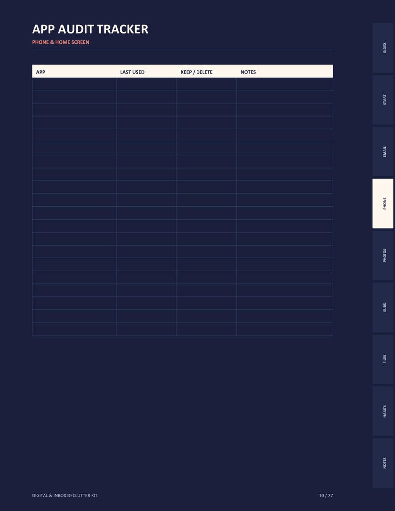 Digital Declutter Checklist PDF, Inbox and Phone Cleanup Guide, Photo Organizer and Subscription Audit, GoodNotes Printable image 6