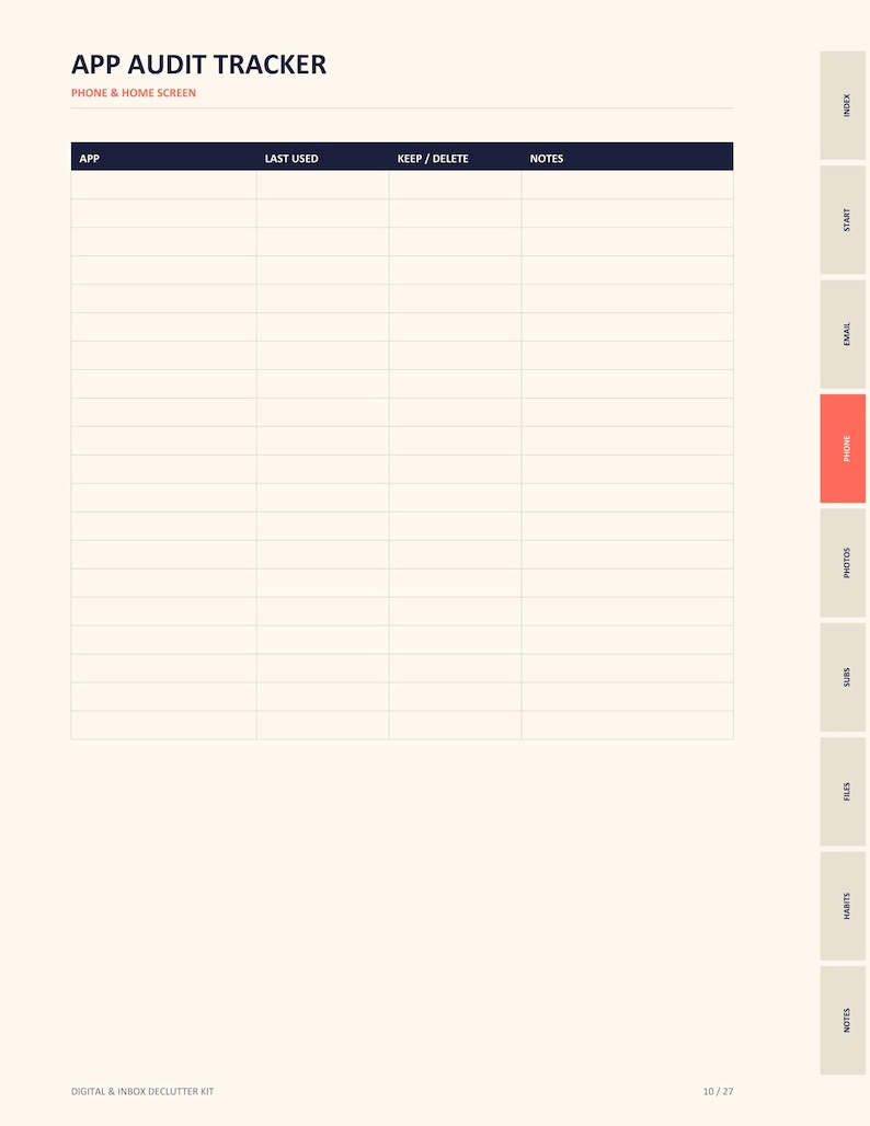 Digital Declutter Checklist PDF, Inbox and Phone Cleanup Guide, Photo Organizer and Subscription Audit, GoodNotes Printable image 3