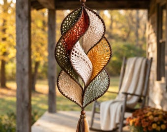 Crochet Wind Spinner Pattern PDF, 6-Panel Autumn Spiral Hanging Decor